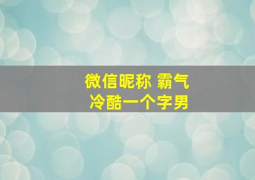 微信昵称 霸气 冷酷一个字男